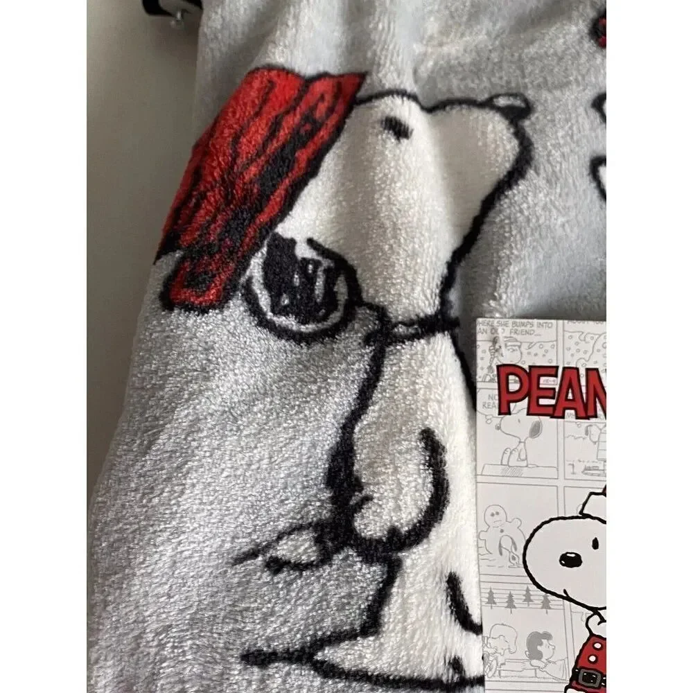 Peanuts Snoopy Snowman Throw Blanket Christmas Tree Snow Skiing‎ Ice Skating NEW